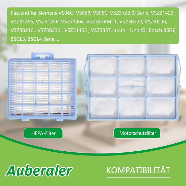 Ersetzt 3x HEPA Filter+3x Motorschutzfilter für Siemens VS06G VS06B VS06C VSZ3 (Z3.0) Serie VSZ31423