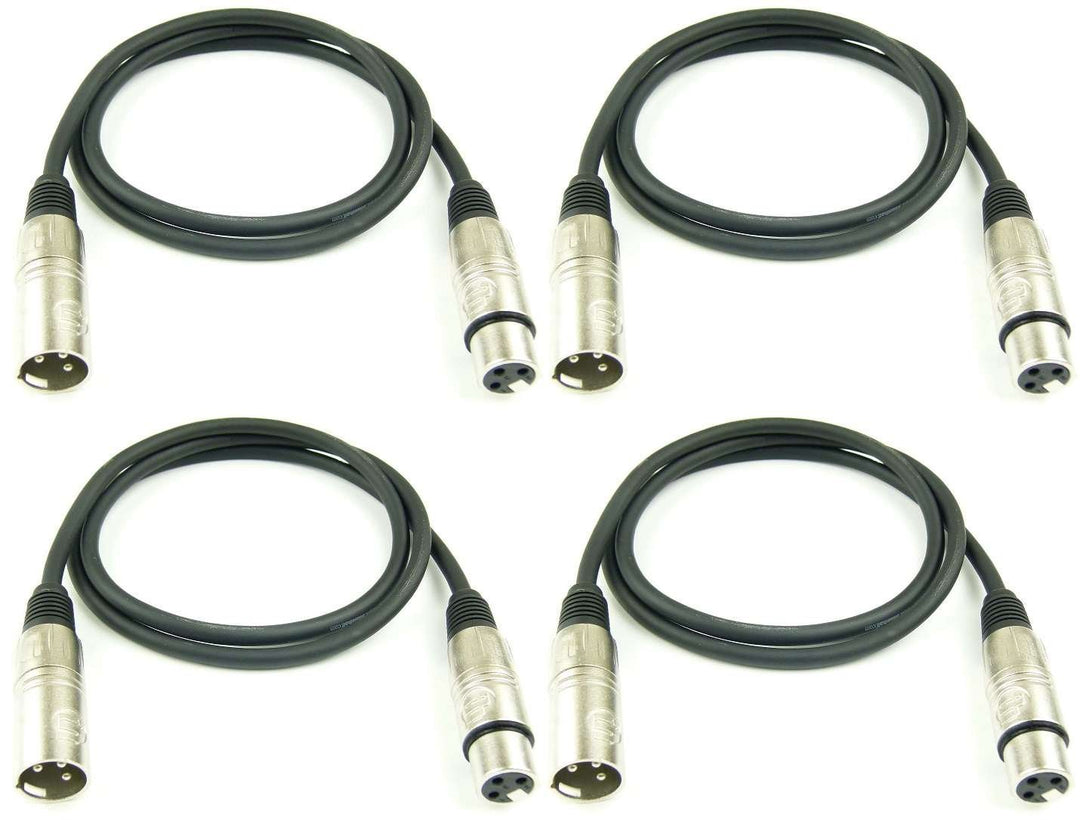 Adam Hall Cables 4 Stück K3MMF0100 Mikrofonkabel XLR female auf XLR male DMX Audio Kabel 3 pol polig