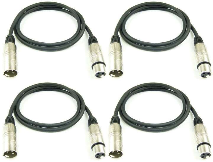 Adam Hall Cables 4 Stück K3MMF0100 Mikrofonkabel XLR female auf XLR male DMX Audio Kabel 3 pol polig