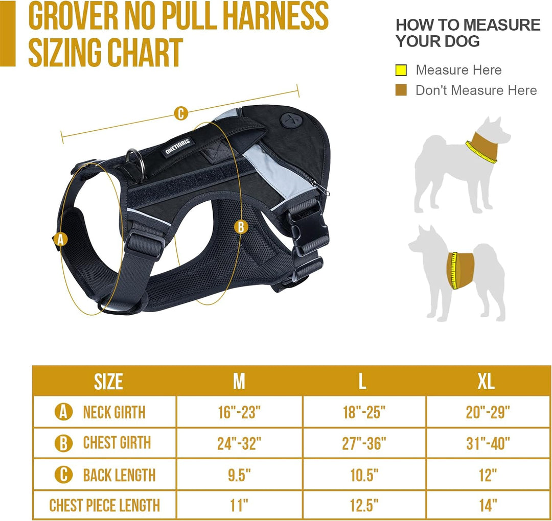 OneTigris Grover Taktisches No Pull Hundegeschirr für Grosse/Mittlere Hunde Einstellbar Brustgeschir