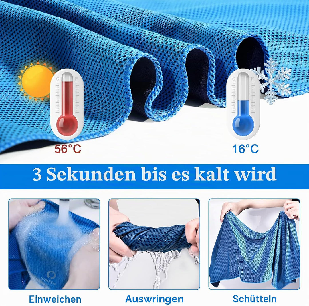 Sukeen Kühltuch 2er Set, 100 x 30 cm Cooling Towel Handtuch kühlend Mikrofaser, Kühlendes Handtuch,