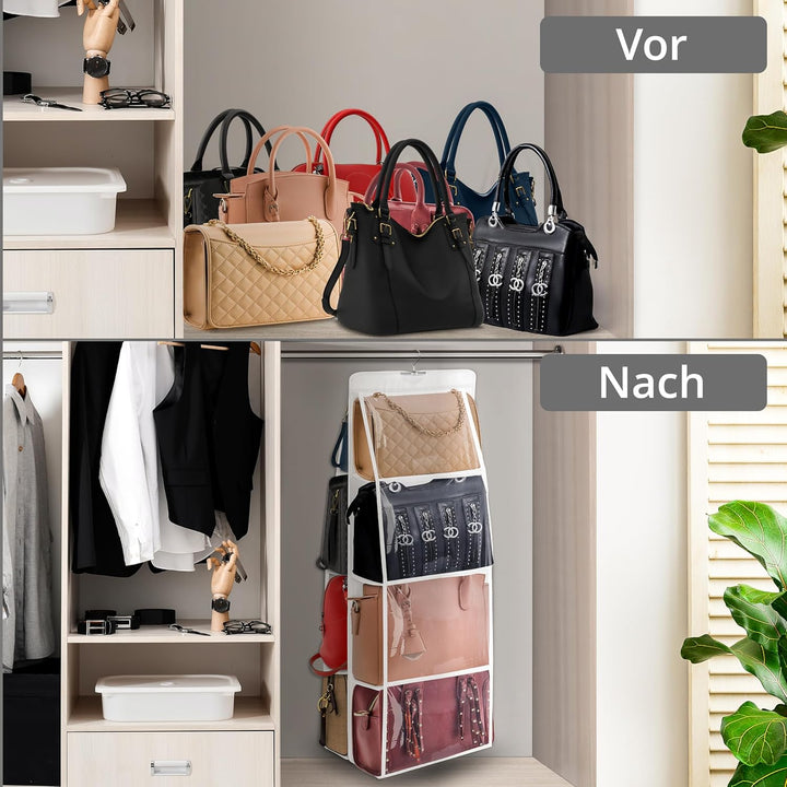 Winter Shore Handtaschen Aufbewahrung (2er-Pack) - Weisser Faltbarer Kleiderschrank Organizer Hängen