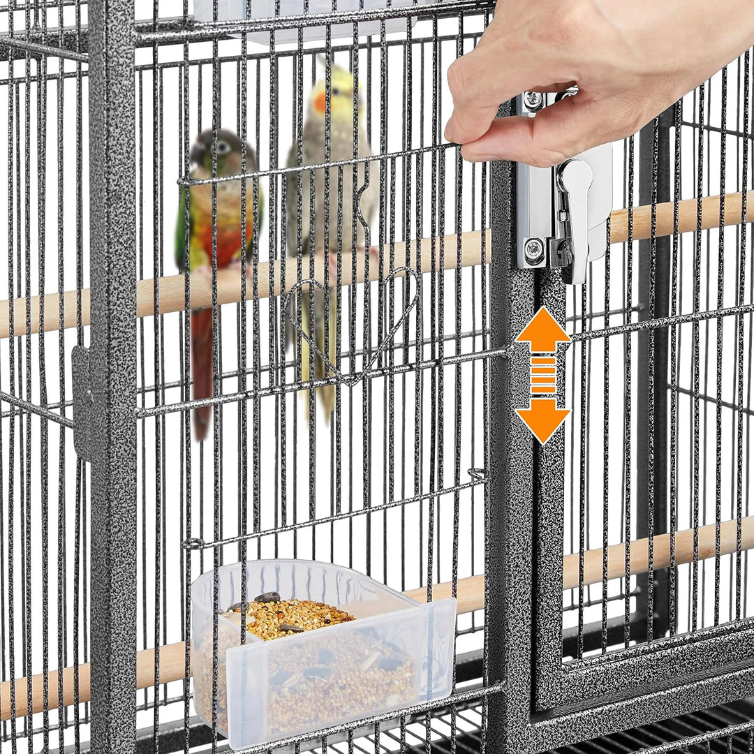 Yaheetech Vogelvoliere Vogelkäfig Voliere Vogelhaus mit Rollen für Nymphensittiche, Papageien Schwar