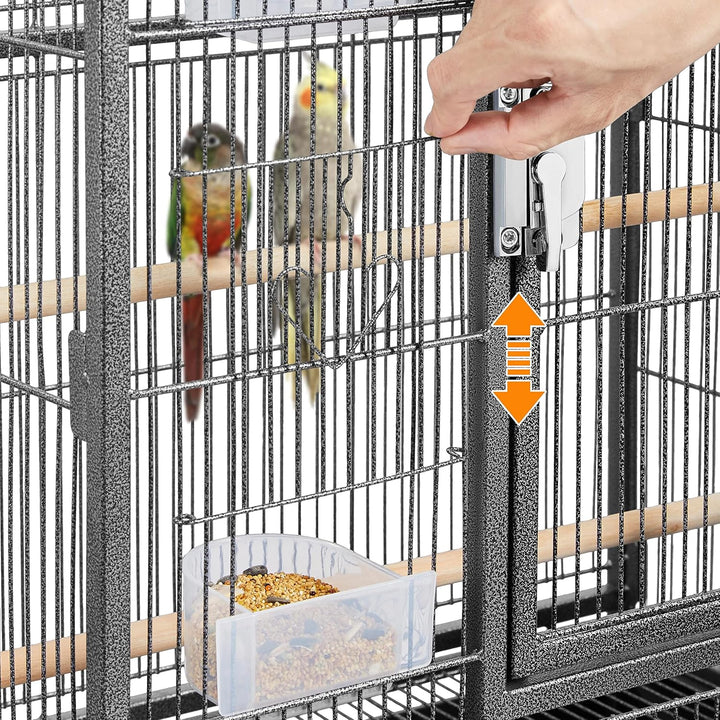 Yaheetech Vogelvoliere Vogelkäfig Voliere Vogelhaus mit Rollen für Nymphensittiche, Papageien Schwar