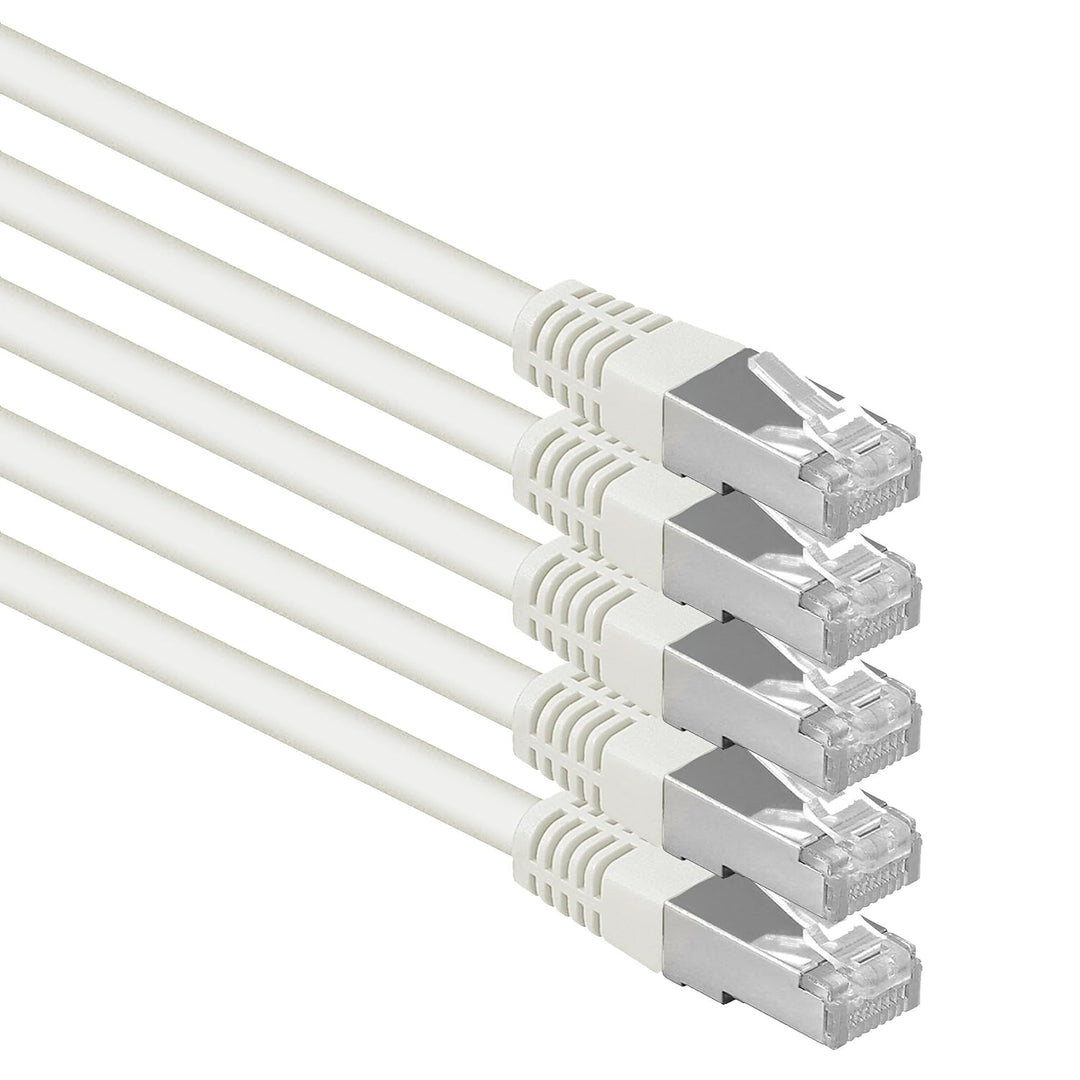 1aTTack.de 7,5m weiss - 5 Stück Cat.6 Patchkabel Netzwerkkabel CAT6 S-FTP Gigabit Lan PIMF CAT 6 Kup
