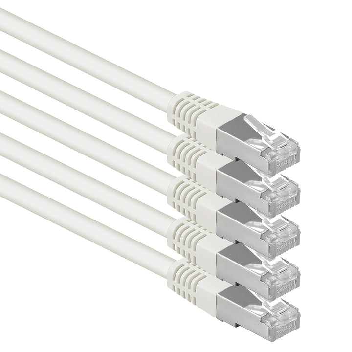 1aTTack.de 7,5m weiss - 5 Stück Cat.6 Patchkabel Netzwerkkabel CAT6 S-FTP Gigabit Lan PIMF CAT 6 Kup