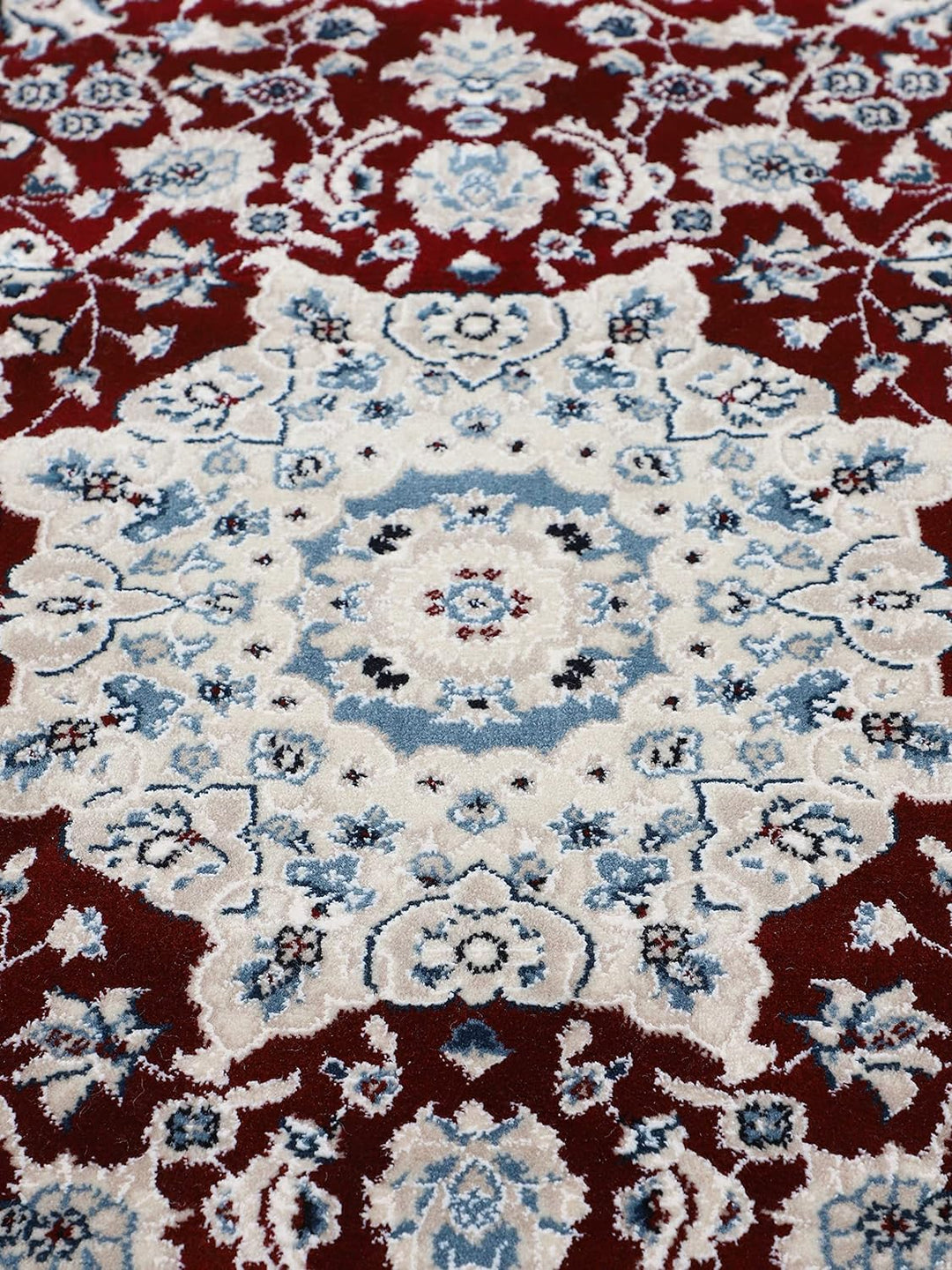carpetfine Orientteppich Nain Diane Rot 75x200 cm Läufer | Tradtioneller Teppich für Schlaf- und Woh
