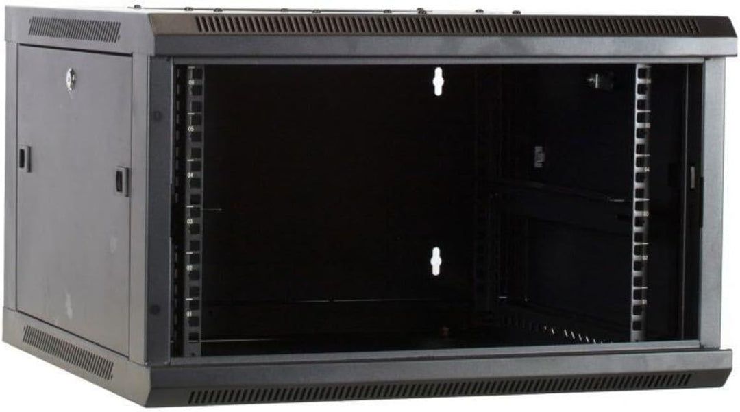 4HE Netzwerkschrank (Serverschrank) 19 Zoll Wandmontage - Metalltür - (BxTxH) 600x450x280mm - Schwar