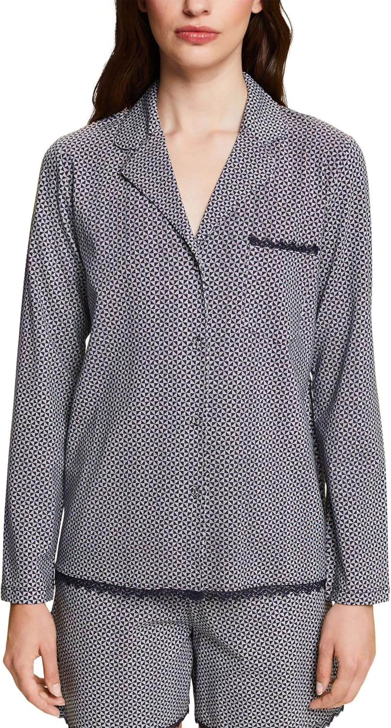 ESPRIT Pyjamaobterteil mit Spitze 38 Navy, 38 Navy