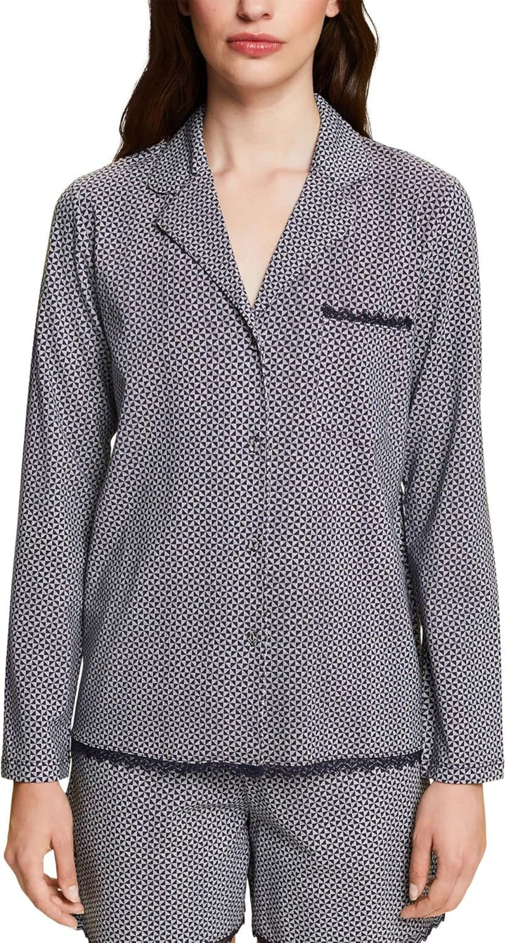 ESPRIT Pyjamaobterteil mit Spitze 38 Navy, 38 Navy