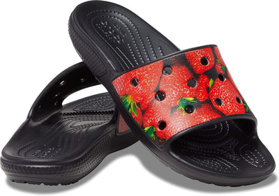 Crocs Klassische Sandalen mit zwei Riemen f r Erwachsene, Rot/Schwarz, 43/44 EU