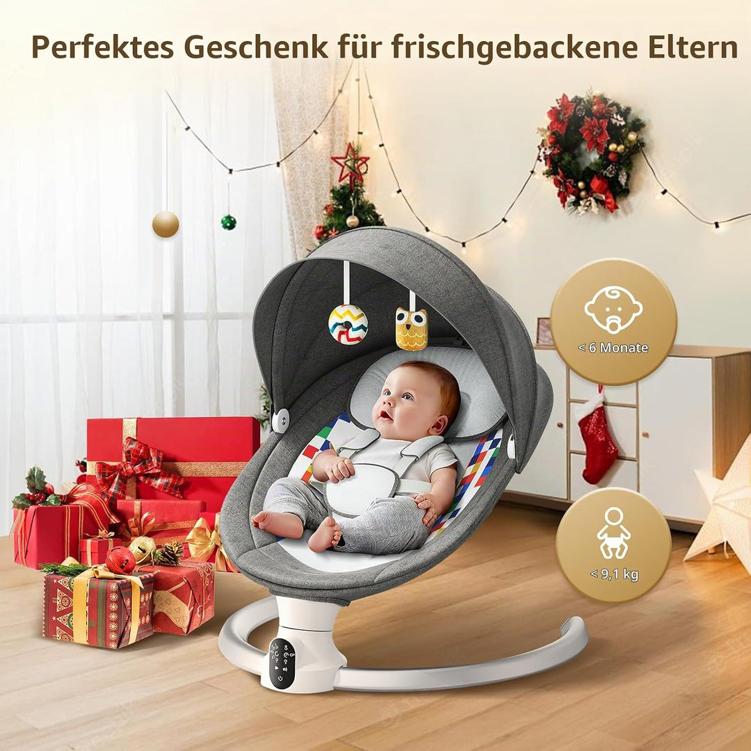 Kotsy Babywippe Elektrisch mit 5 Natürlichen Schaukelgeschwindigkeiten, Babyschaukel elektrisch mit