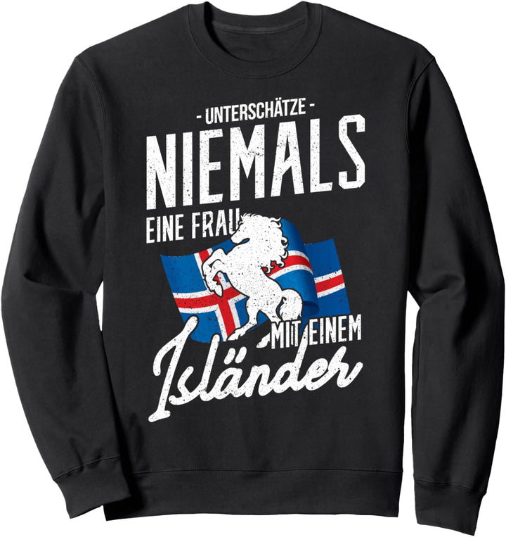 Islandpferde Mädchen Damen Islandflagge Isländer Pferde Sweatshirt