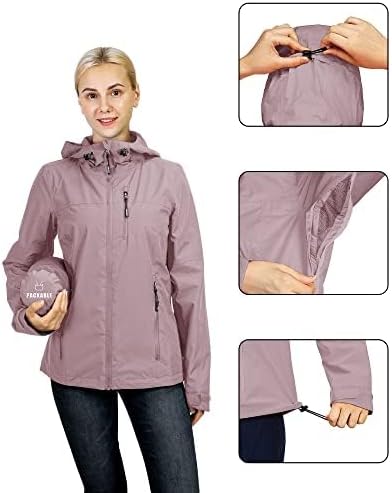 Outdoor Ventures Damen Regenjacke 10000MM Wasserdicht Leichte Gefüttert Packbar Sportjacke Funktions