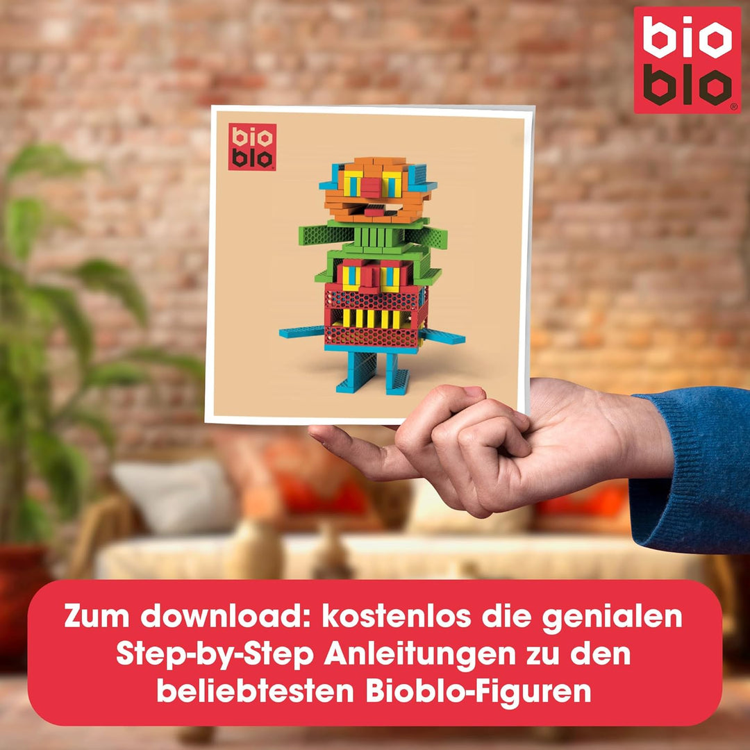 bioblo Nachhaltige Holzklötze Hello Box Rainbow 100 Stück | Steinbaukasten, Klötzchen, Geschenk für