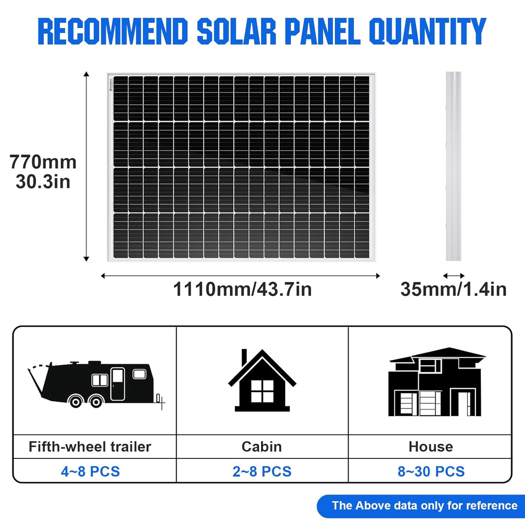 ECO-WORTHY Monokristallines Solarmodul, 170W Solarpanel 12V Ideal zum Laden von 12V Batterien für Wo