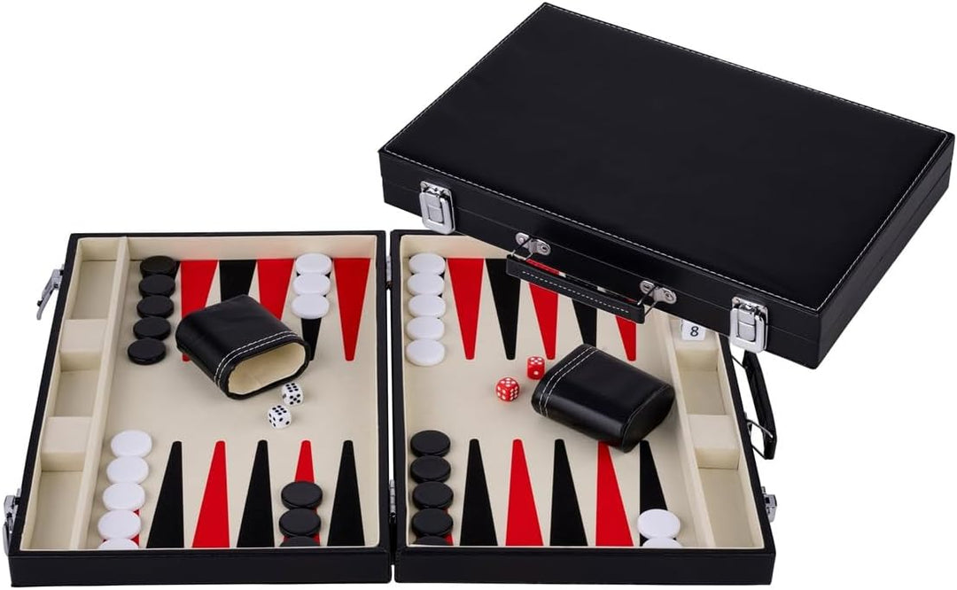 Engelhart - Schwarzes und weisses rotes Backgammon 36 cm - 250505