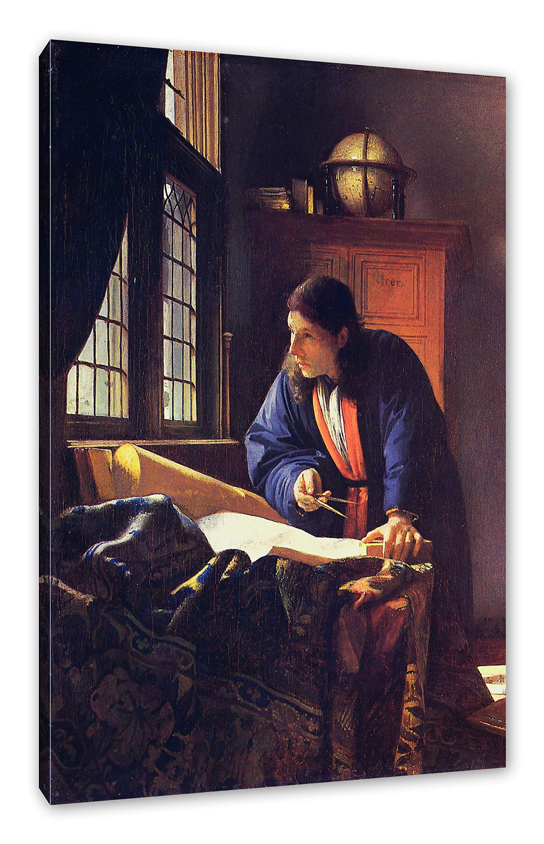 Johannes Vermeer - Der Geograph als Leinwandbild / Grösse: 100x70 cm / Wandbild / Kunstdruck / ferti