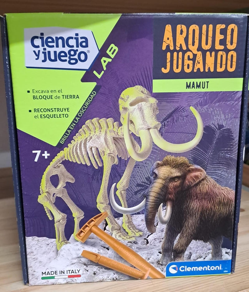 Clementoni - Arqueojugando Mamut, Fluoreszierendes Lernspiel 550272, 23.9 x 19.6 x 0.8 Mammut, Mammu