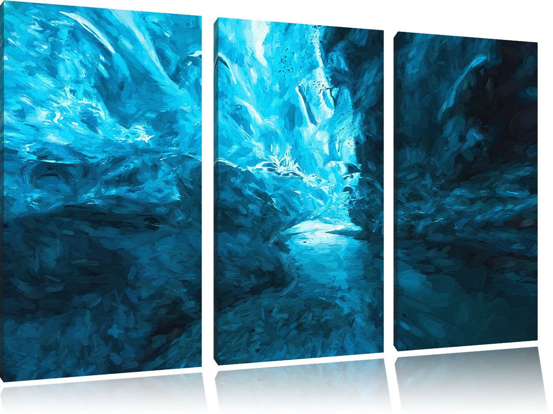 Pixxprint abstrakte Eislandschaft Kunst als Leinwandbild/Grösse: 3 Teilig (120x80 cm) cm/Wandbild/Ku