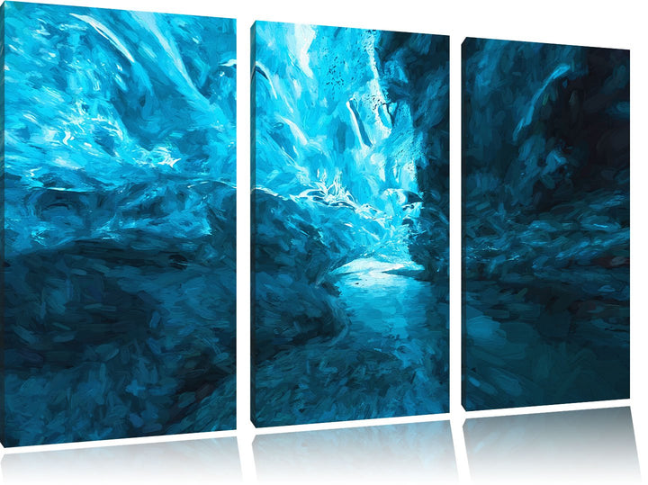 Pixxprint abstrakte Eislandschaft Kunst als Leinwandbild/Grösse: 3 Teilig (120x80 cm) cm/Wandbild/Ku