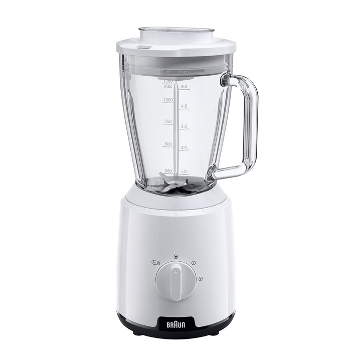 Braun PowerBlend 1 JB1050WH - Standmixer mit 1,5 l Glas-Mixaufsatz, Küchenhelfer zum Zerkleinern, Pü
