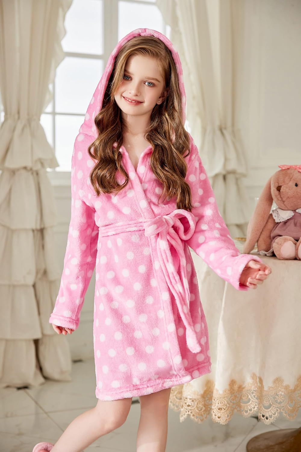 Arshiner Bademantel Kinder Mädchen Jungen Hoodie Roben Morgenmantel Weich Schlafanzug Flanell Pyjama