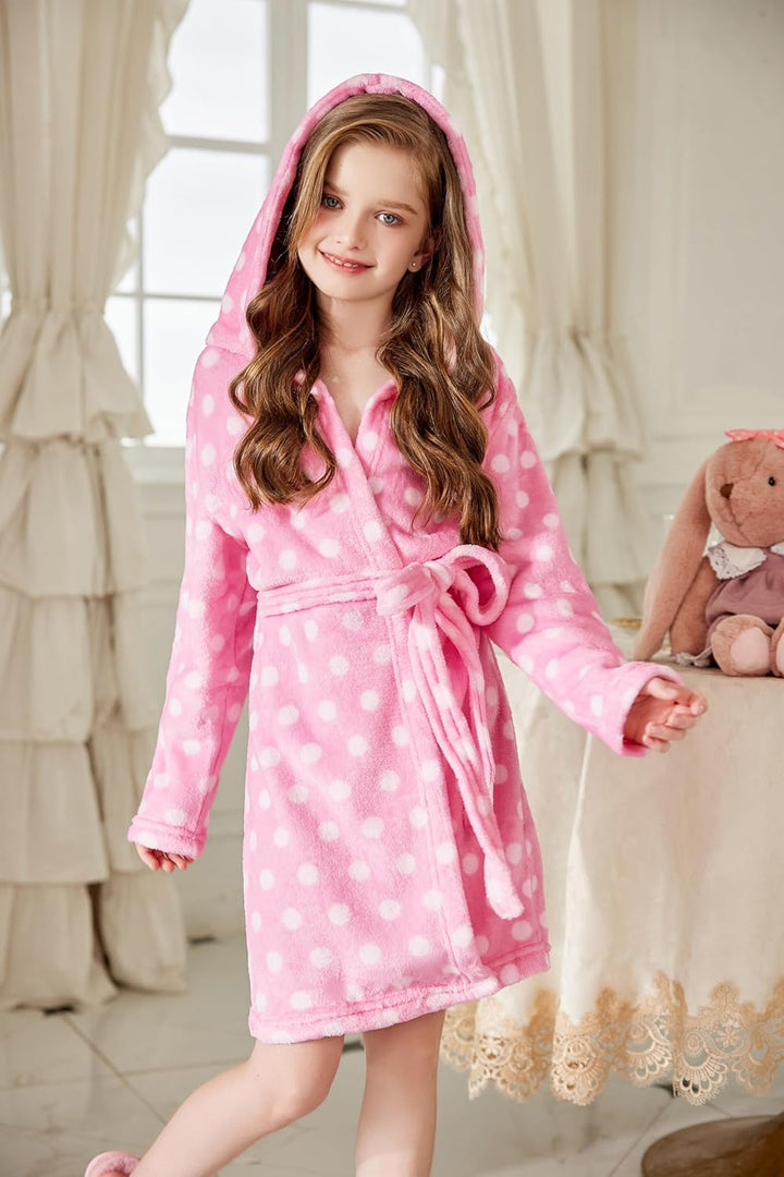 Arshiner Bademantel Kinder Mädchen Jungen Hoodie Roben Morgenmantel Weich Schlafanzug Flanell Pyjama