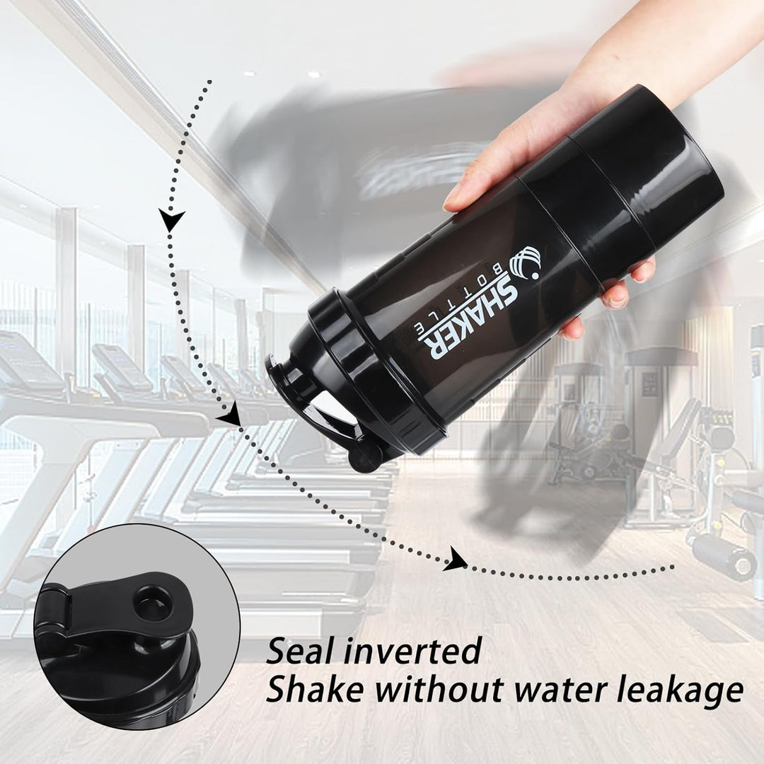 Shaker-Flasche – Protein-Shaker-Becher mit Aufbewahrungsfächern – auslaufsichere Workout-Shake-Flasc
