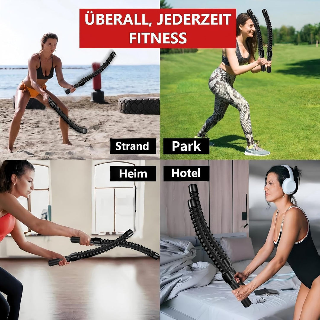 Battle Ropes, Ropeless Battle Ropes,Übungsseil Tragbar Fitnessgeräte,Cardio & Kraftübungen,Noise-fre