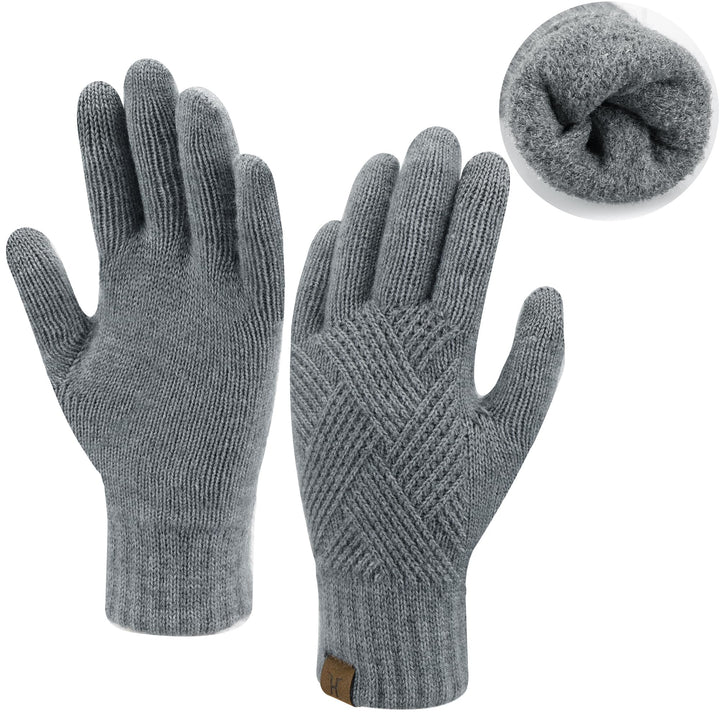 Damen Winter Warm Touchscreen Handschuhe Thermo Gestrickte Winterhandschuhe Doppellagige Strickhands