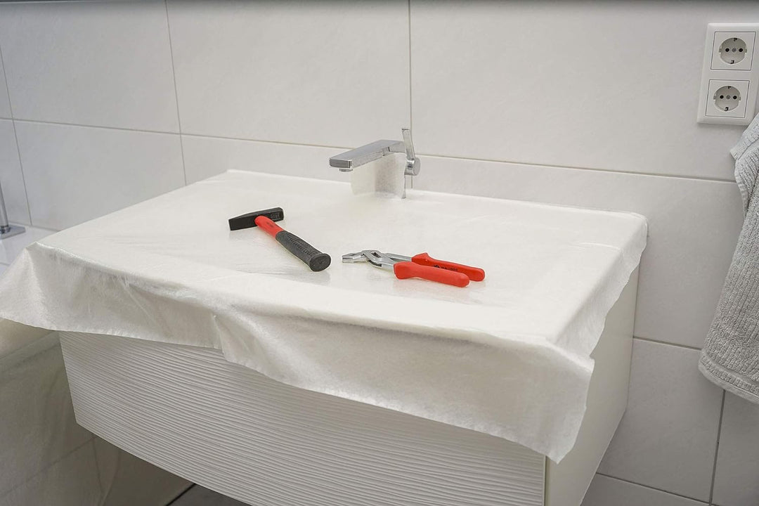 Abdeckvlies 1,00 m x 25 m weiss 140g/m² selbsthaftend Bodenschutz Vlies Treppe