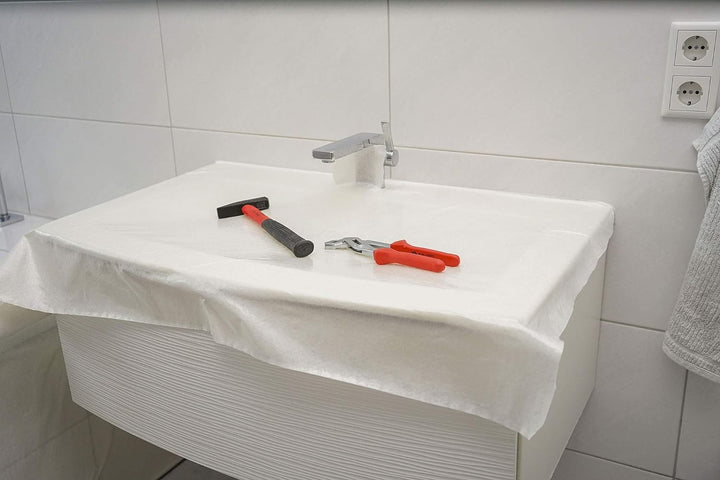 Abdeckvlies 1,00 m x 25 m weiss 140g/m² selbsthaftend Bodenschutz Vlies Treppe