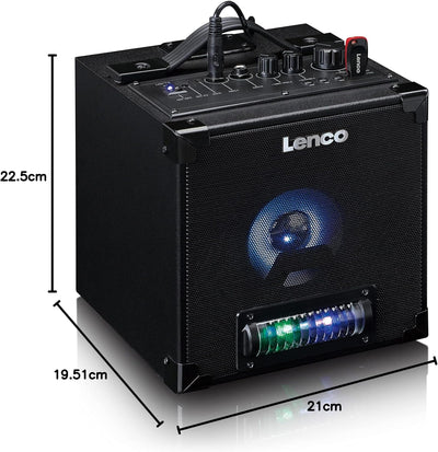 Lenco BTC-070 Karaoke Anlage - Bluetooth Lautsprecher mit Mikrofon - Musikbox - Lichteffekte - 10 St