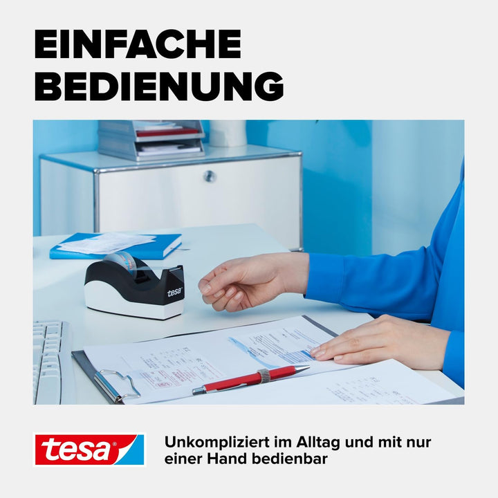tesa Easy Cut Tischabroller ORCA - rutschfest, einfache Handhabung, sauberer Schnitt - mit 1 Rolle t