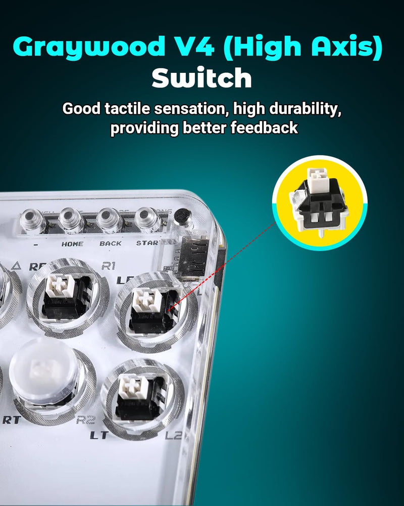 Semaiki Arcade Stick, G16 Arcade Controller mit Turbo und benutzerdefiniertem RGB, Arcade Fight Stic