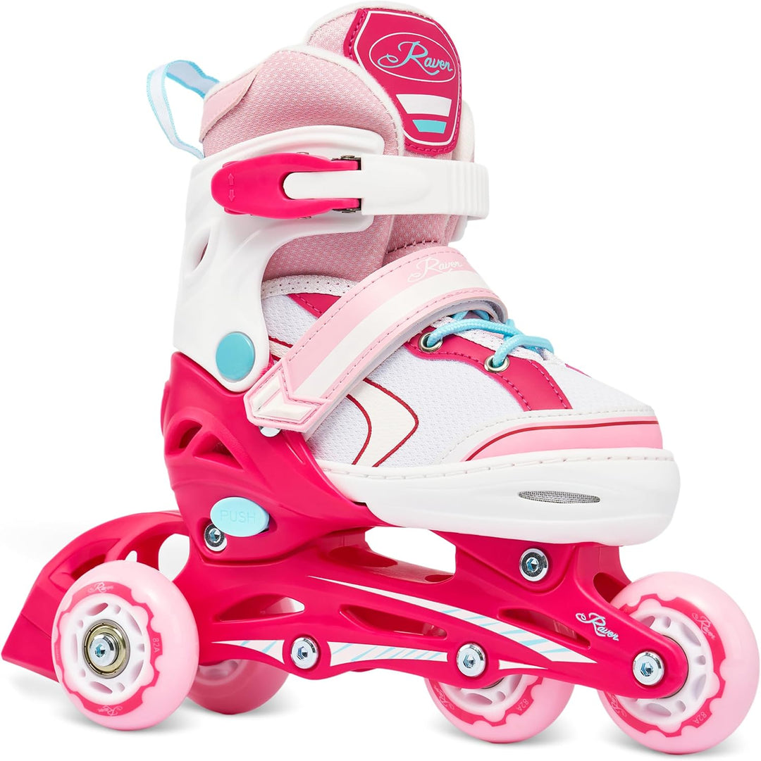 RAVEN 4in1 Inline Skates Triskates Rollschuhe Schlittschuhe Inliner für Kinder Mädchen verstellbar G