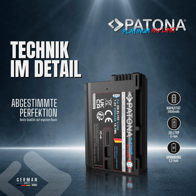 PATONA Platinum EN-EL15c USB Kamera Akku (2600 mAh) mit direkt USB Eingang (USB-c) 1363 - Kompatibel