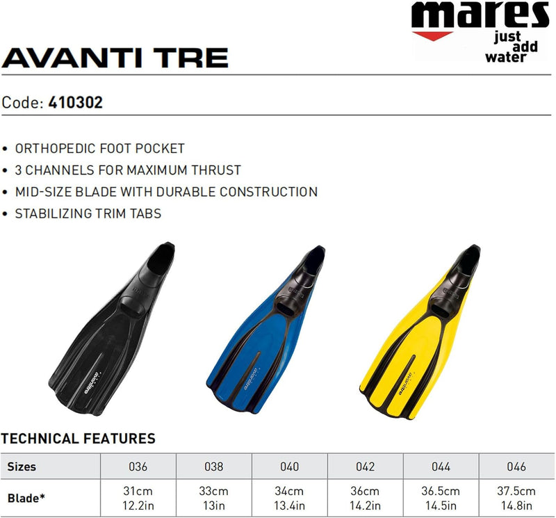 Mares Flosse Plana Avanti TRE Blau 40, Blau 40