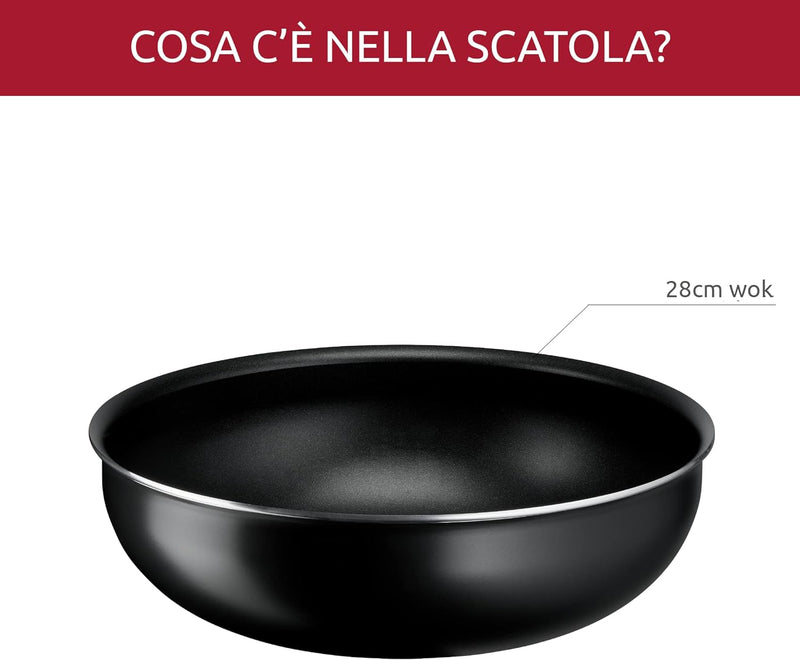 Lagostina Ingenio Essential Plus Wok-Wok Ø 28 cm, antihaftbeschichtete Aluminiumpfanne für Gas und B