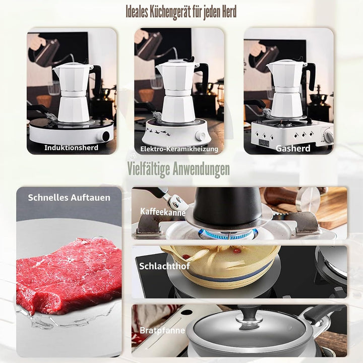 Universal Induktion Adapterplatte Ø 24 cm, Induktionsadapter für Gasherd, Edelstahl Wärme Induktion