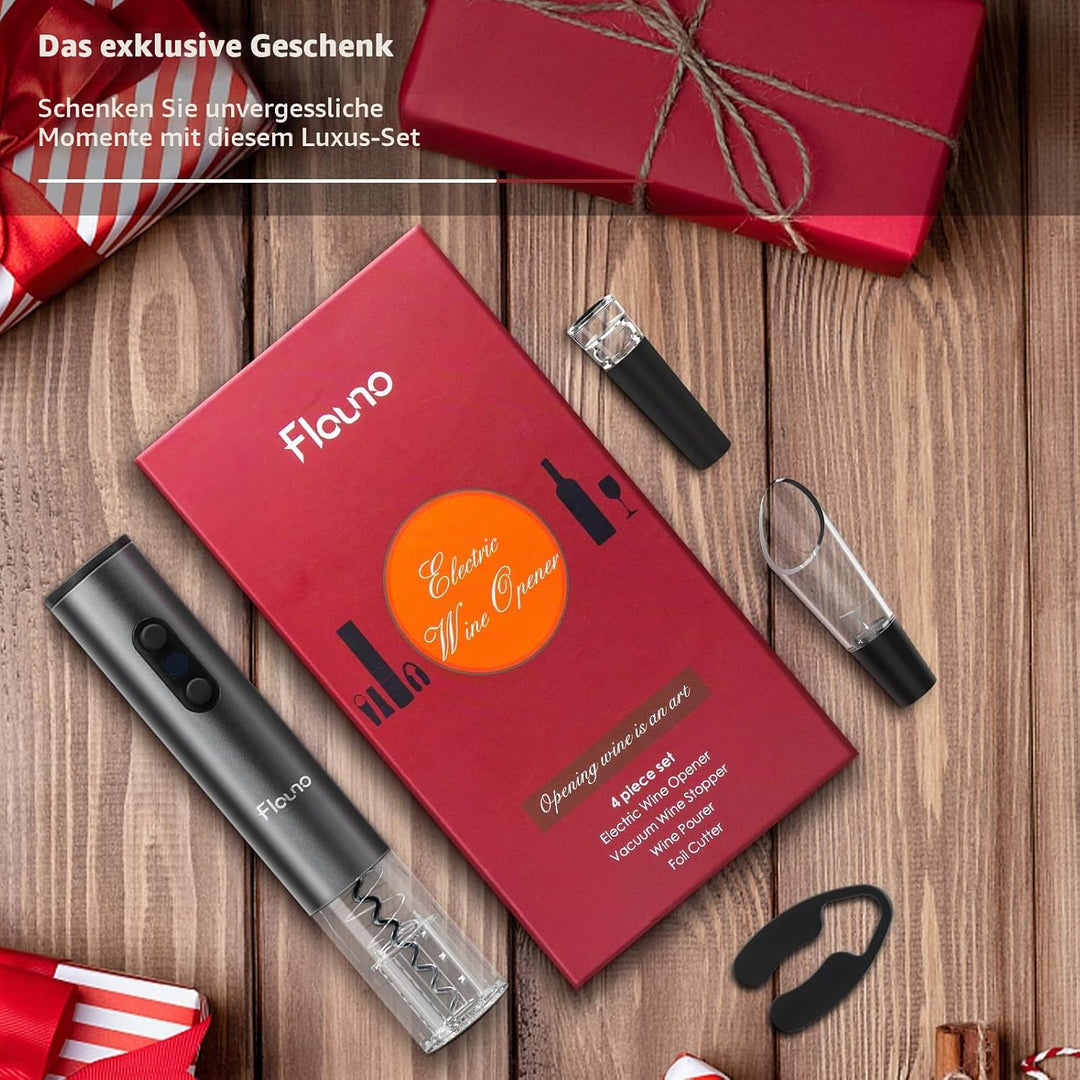 Flauno Elektrischer Korkenzieher, kabellos, professionell, automatischer Weinöffner mit Papierschnei