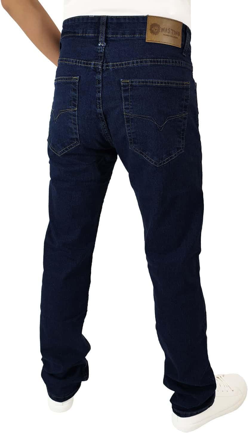 Herren Jeans 5 Taschen Denim Regular Fit Gerades Bein Elastisch Hohe Taille 40 Dunkel, 40 Dunkel