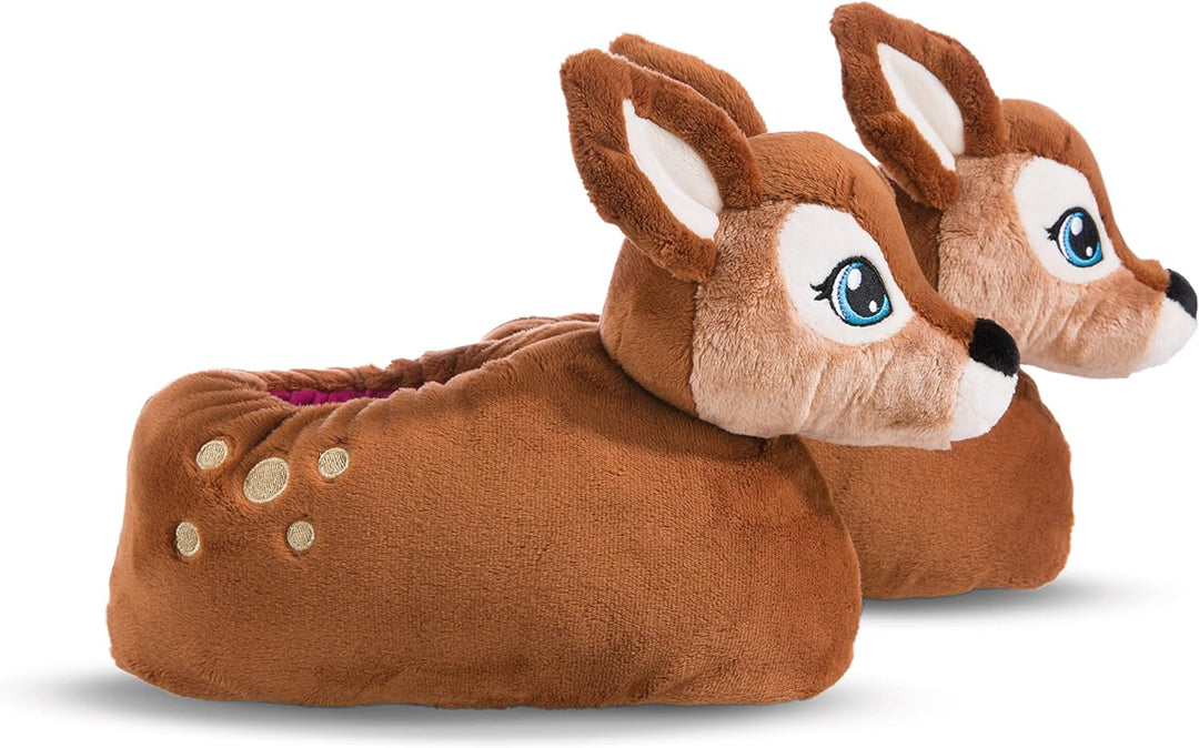 NICI 49227 REH Mala Magic Grösse 34-37 (M) braun-Nachhaltige warme Kuscheltier Hausschuhe für Jungen