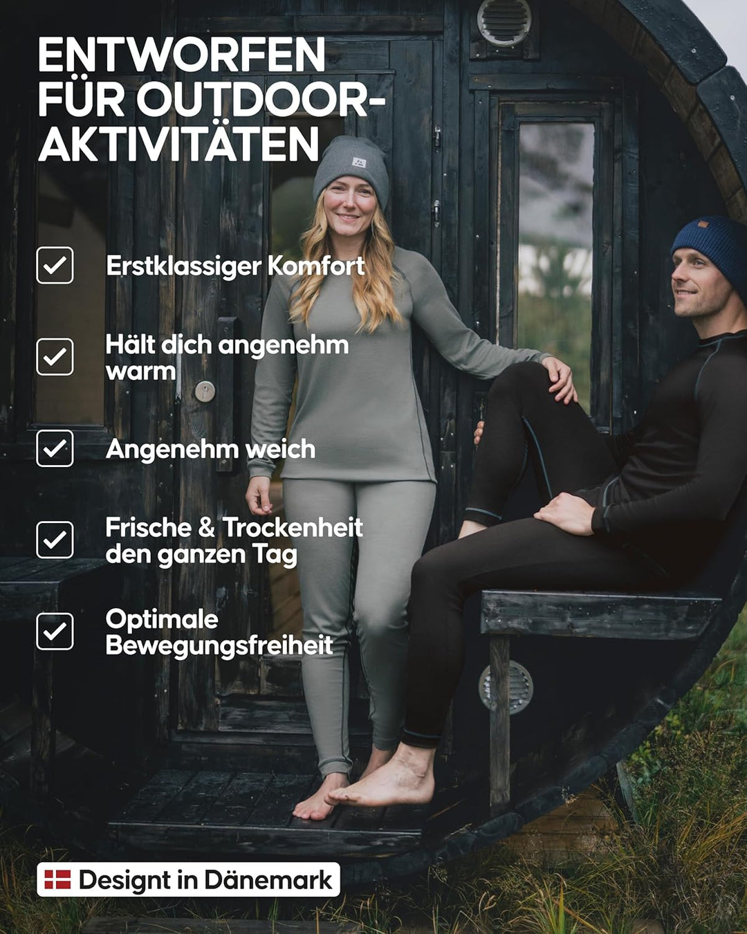 DANISH ENDURANCE Funktionsunterwäsche Set, Unisex Thermounterwäsche, Lange Unterhose & Langarmshirt,