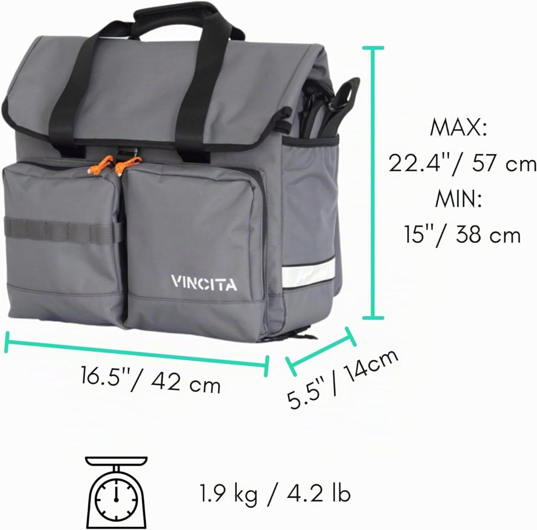 Vincita Voyage Atlas Tasche für Brompton Klapprad - Mit abnehmbarem Vorderträgerrahmen, Regenschutz