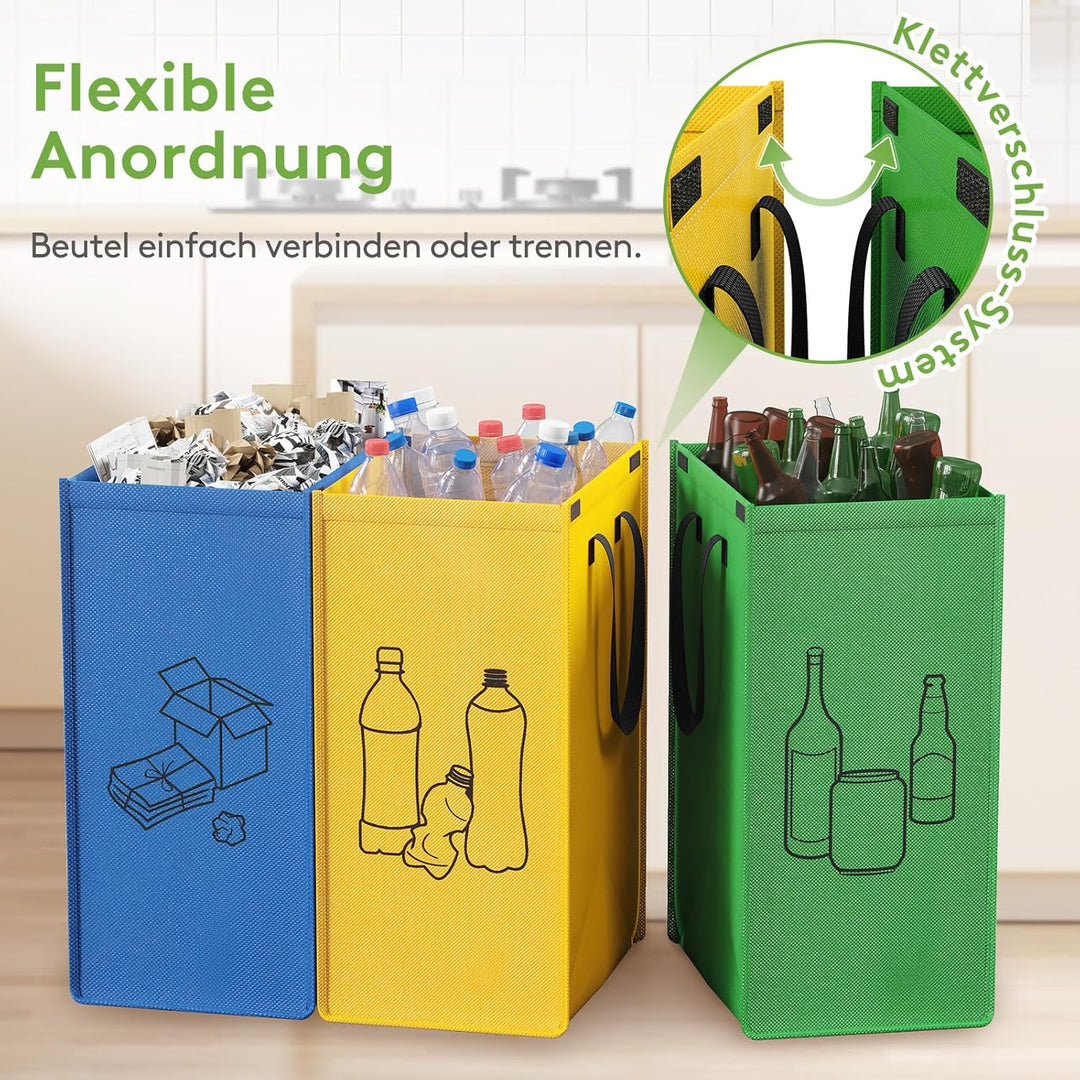 Lifewit Mülltrennsystem für Küche, Mülleimer 3 fächer für Papier, Glas und Plastik, Recycling behält