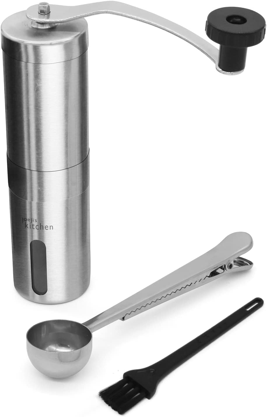 Joeji's Kitchen Kaffeemühle manuell mit Keramikmahlwerk - Tragbar Hand Espressomühle Edelstahl mit S