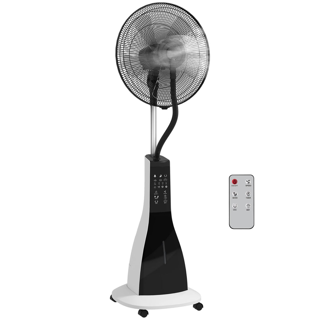 HOMCOM Ventilator mit Wasserkühlung, Standventilator mit Sprühnebel, Fernbedienung, Timerfunktion, o