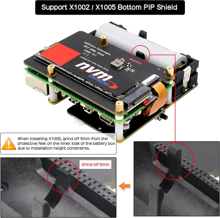 Geekworm X1207 2-in-1 PoE+ & UPS HAT for Raspberry Pi 5 (2/4/8/16GB), IEEE 802.3at 5V 5A Output, Sup